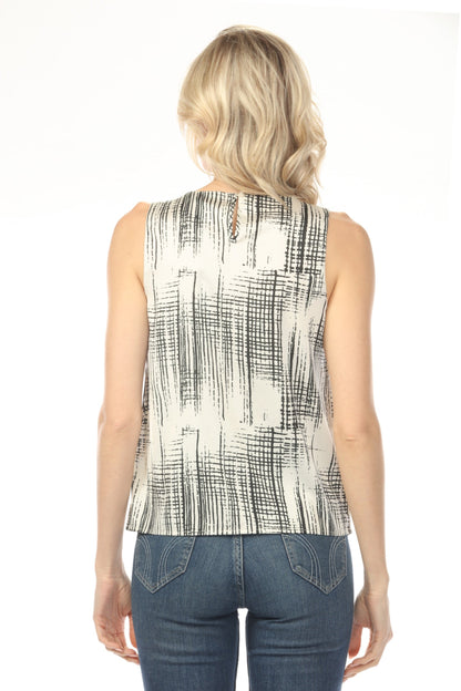Charlie B Printed Satin Keyhole Back Tank Top C4599P-767B