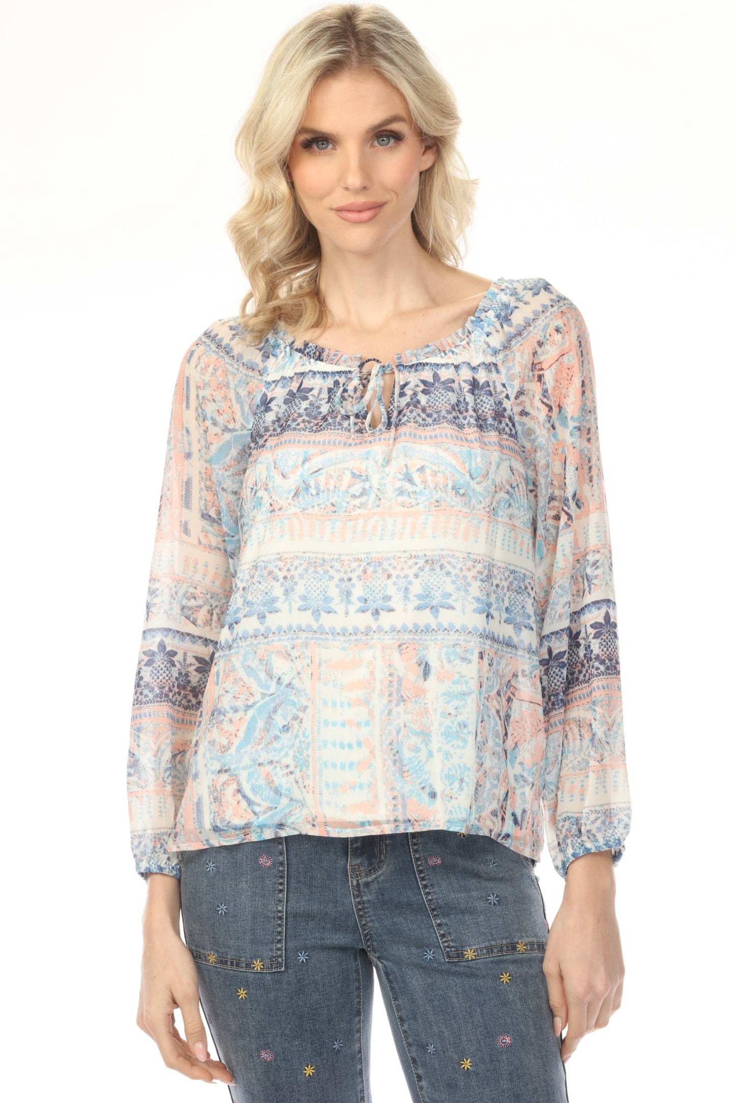 Charlie B Roots Printed Chiffon Raglan Sleeve Blouse C4503RP-680B