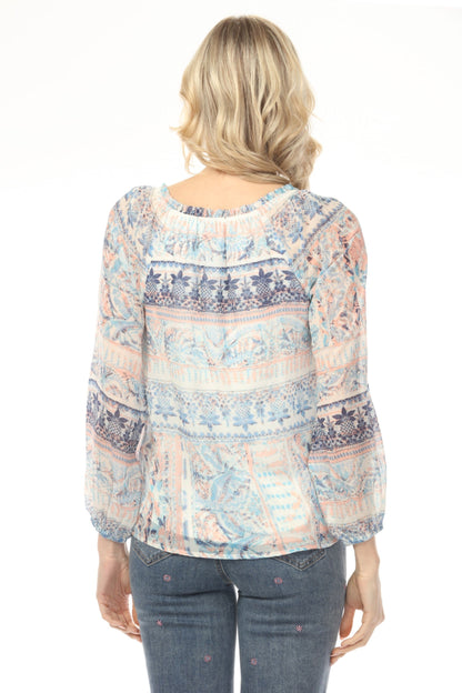 Charlie B Roots Printed Chiffon Raglan Sleeve Blouse C4503RP-680B