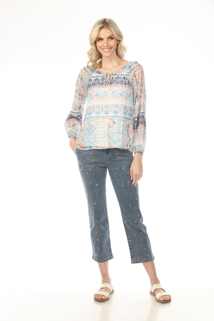 Charlie B Roots Printed Chiffon Raglan Sleeve Blouse C4503RP-680B