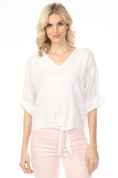 Charlie B Roll-Up Sleeve with Front Tie Top C4603-256C