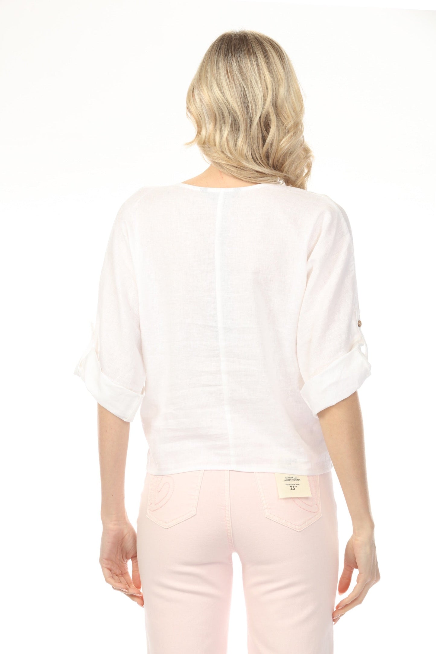 Charlie B Roll-Up Sleeve with Front Tie Top C4603-256C