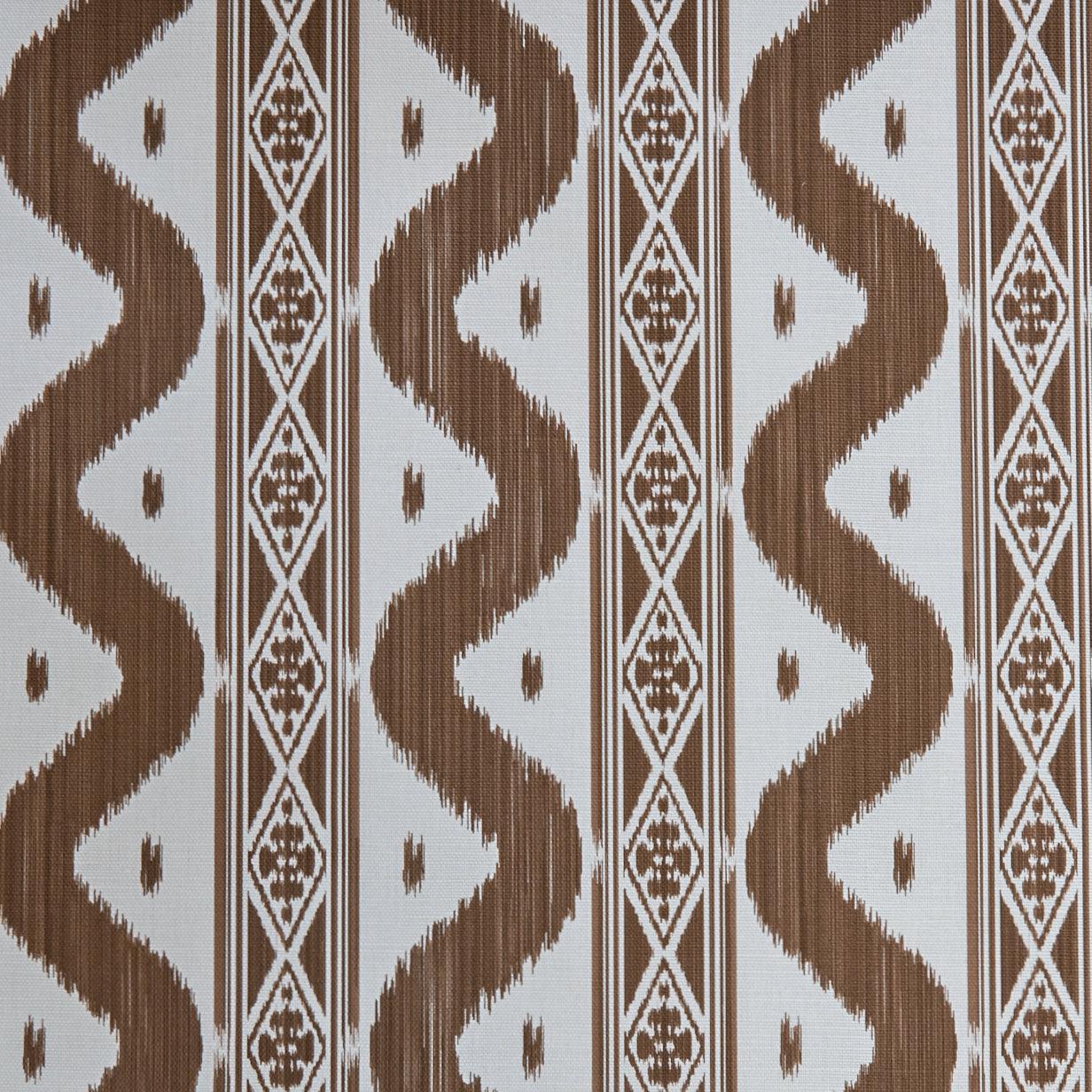 Chestnut Brown Ikat Stripe Fabric