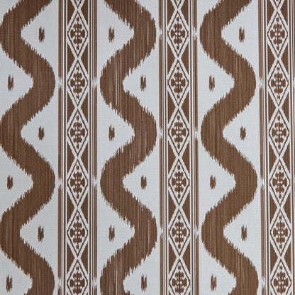 Chestnut Brown Ikat Stripe Fabric