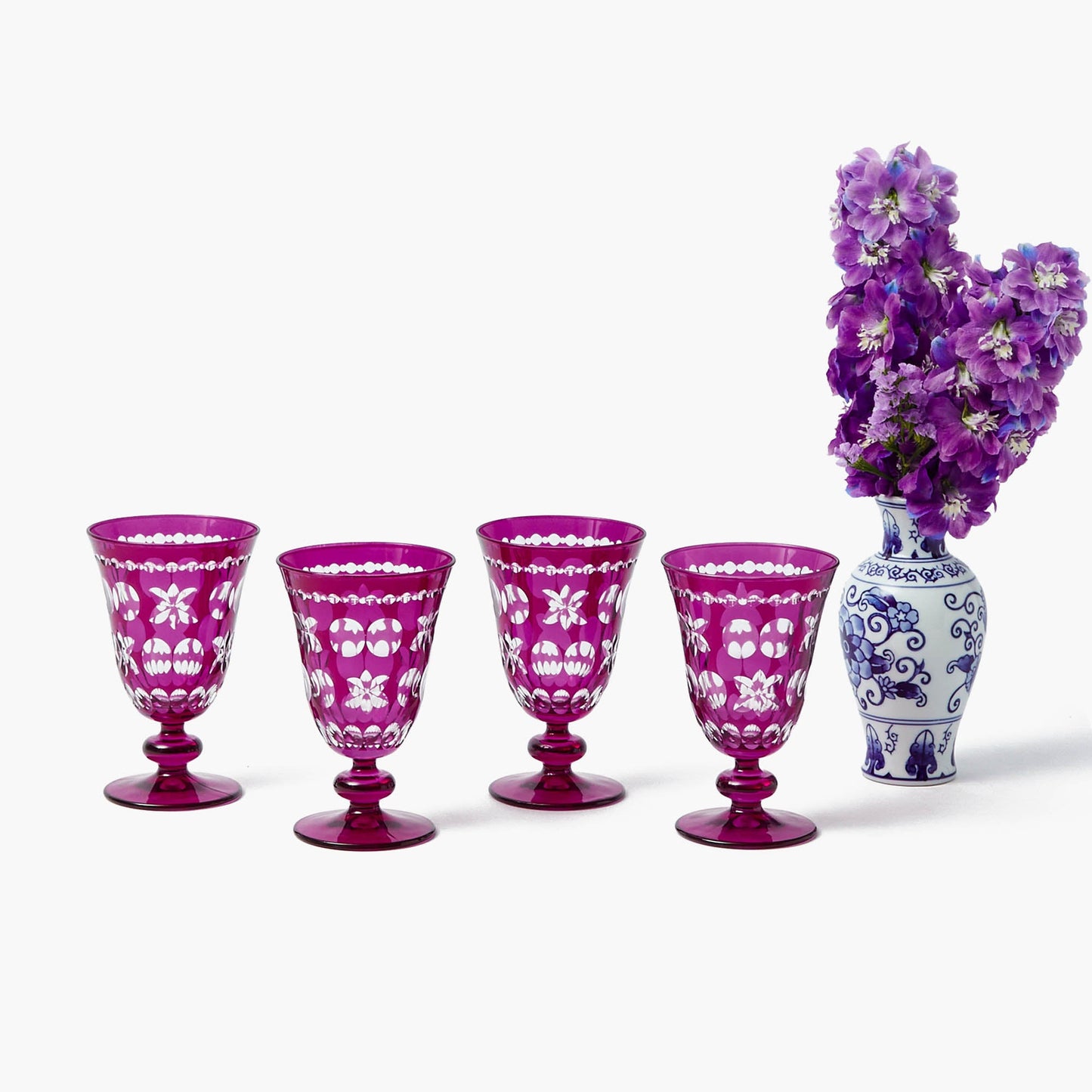 Aubergine Anita Engraved Wine Glasses (Set of 4)