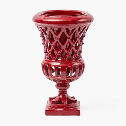 Red Small Adelaide Lattice Urn Vase