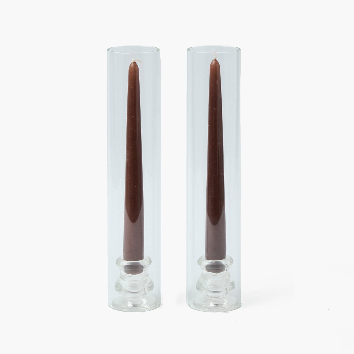 Claudia Glass Hurricane Candle Set (Chocolate)