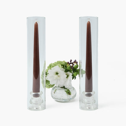 Claudia Glass Hurricane Candle Set (Chocolate)