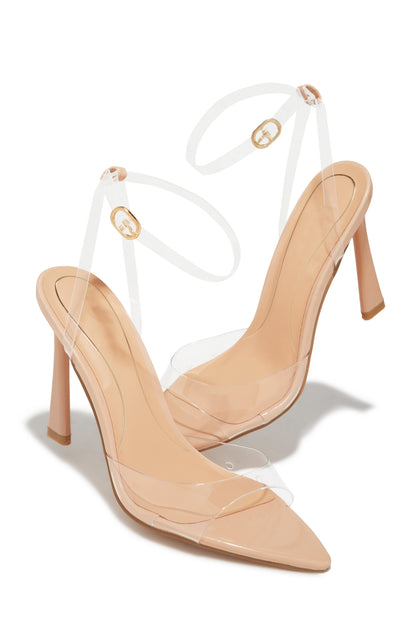 Azani Mary Jane Strap Heels - Nude