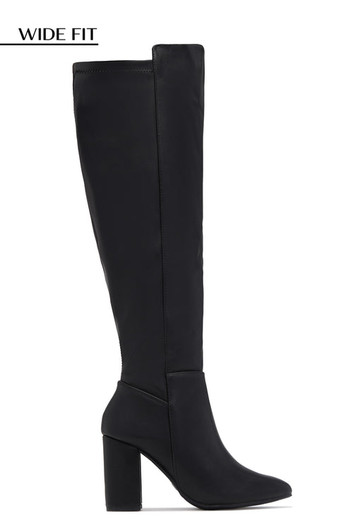 Colette Wide Fit Block Heel Boots - Black