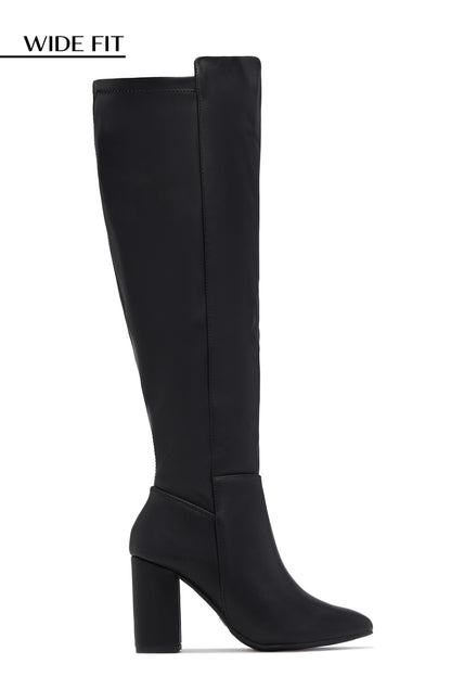 Colette Wide Fit Block Heel Boots - Black