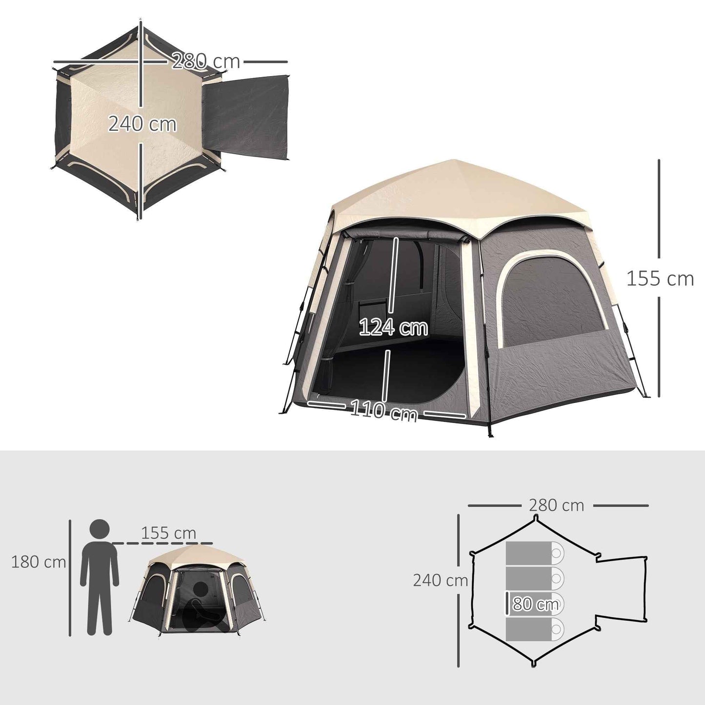 Instant Pop-Up Camping Tent – 4 Person Waterproof Dome Tent with Vestibule & Rainfly