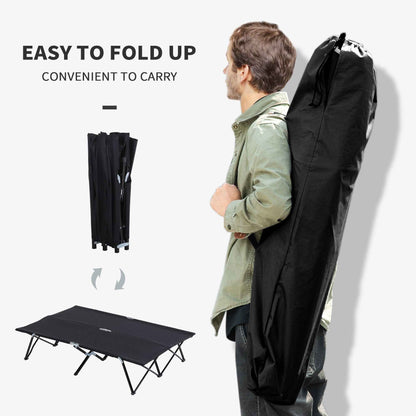 2-Person Folding Camping Cot | 50" Extra Wide Elevated Sleeping Cot, 300 lb Capacity