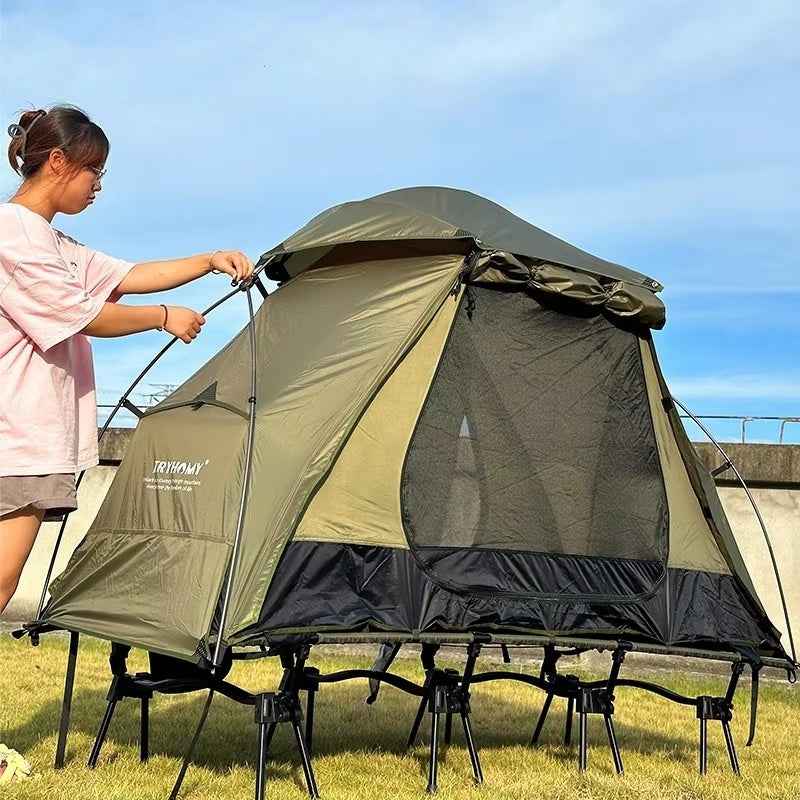 Portable Single-Person Camping Cot Tent – 7001 Aluminum Alloy, 210D Ripstop Polyester