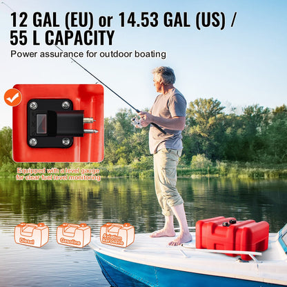 Portable Outboard Marine Fuel Tank — 55L / 14.5 Gal with Hose