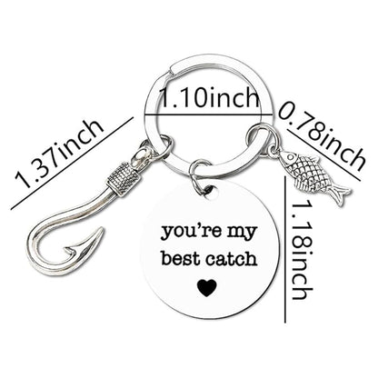 Fish Hook Carabiner Keychains — Set of 4
