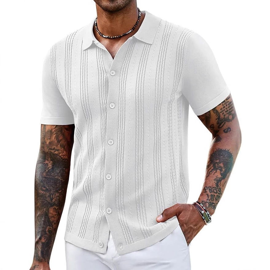 Men's Striped Hollow-Knit Slim Fit Sweater