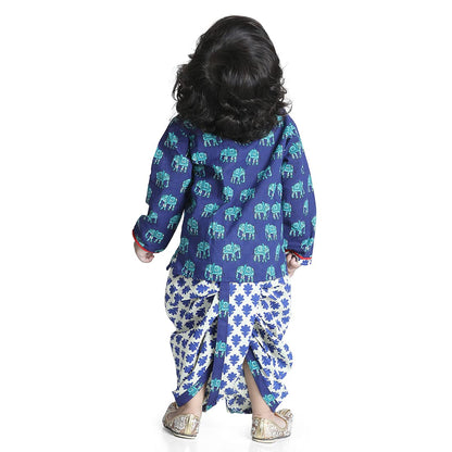 Boys Blue Empire Pure Cotton Kurta With Dhoti Pants
