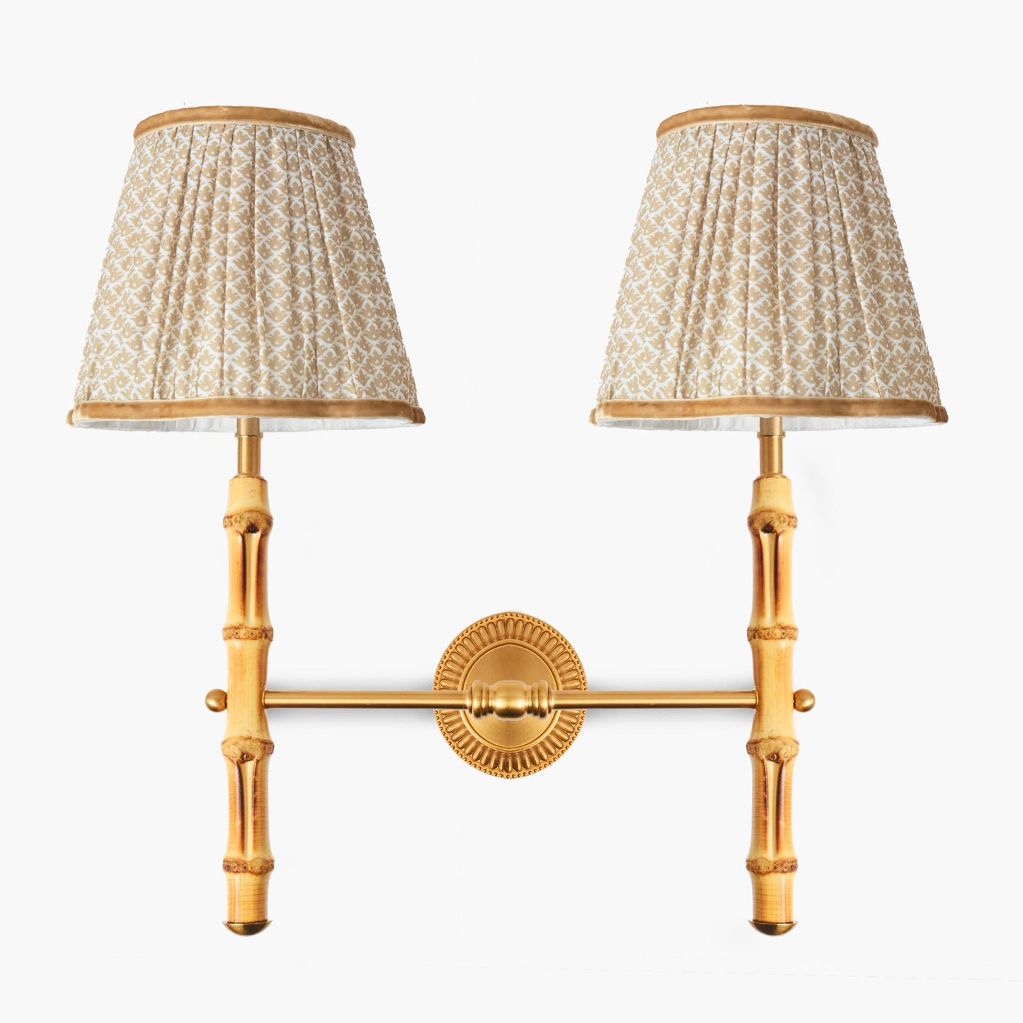 Bamboo Rechargeable Double Wall Light with Putty Lotus Shades (18cm)