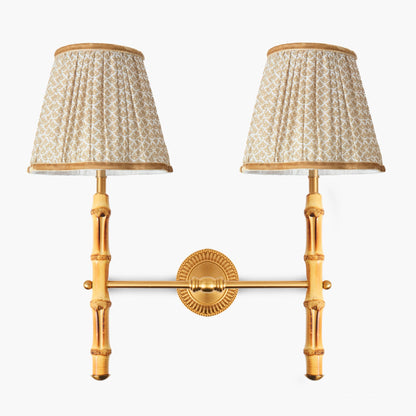 Bamboo Rechargeable Double Wall Light with Putty Lotus Shades (18cm)