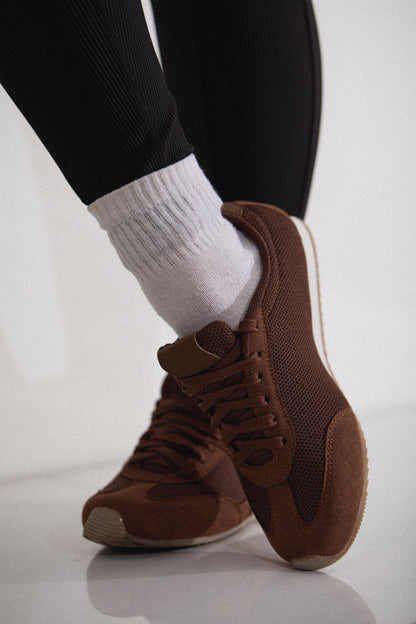 Downtown Stroll Lace Up Sneakers - Brown