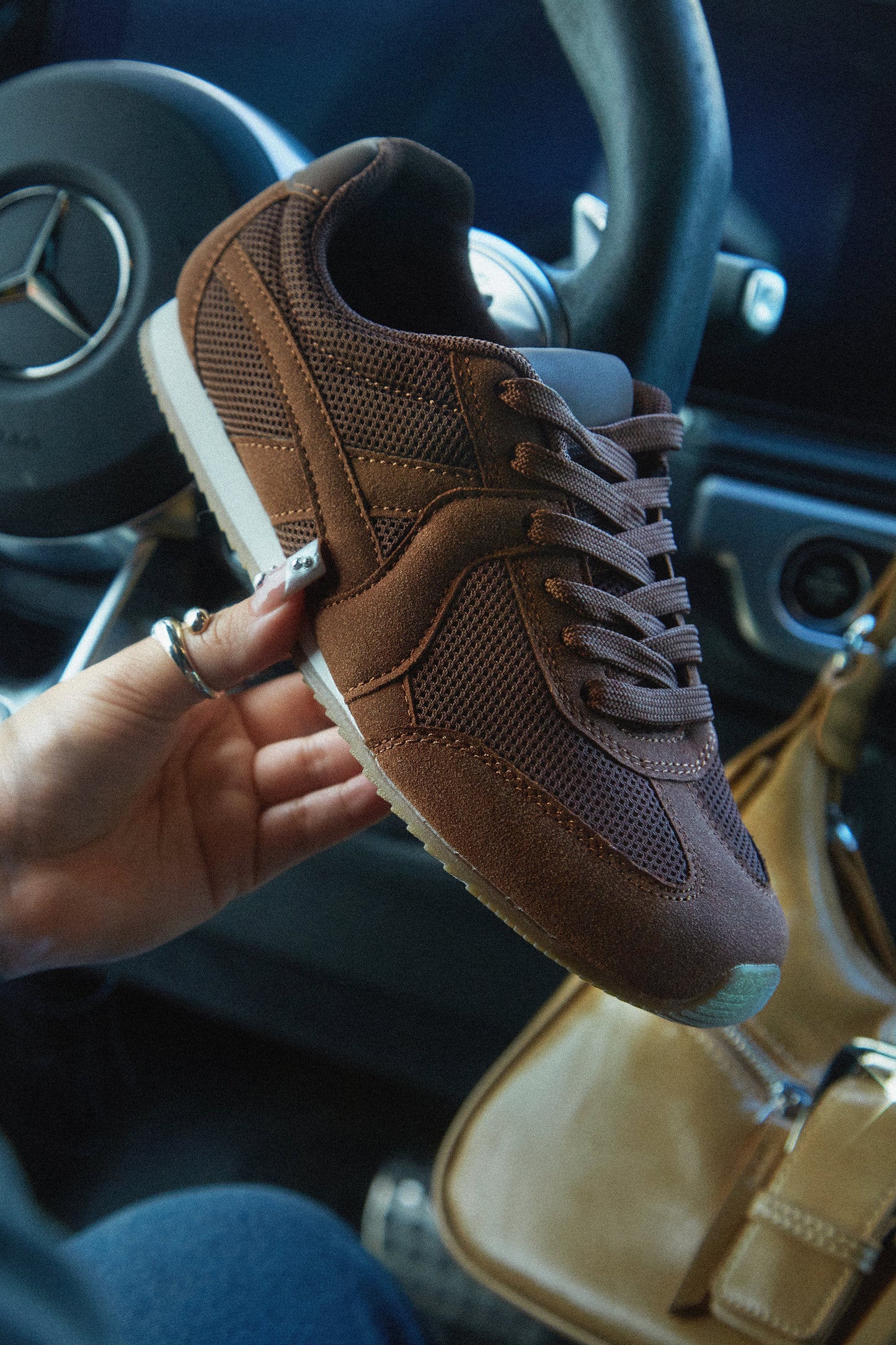 Downtown Stroll Lace Up Sneakers - Brown
