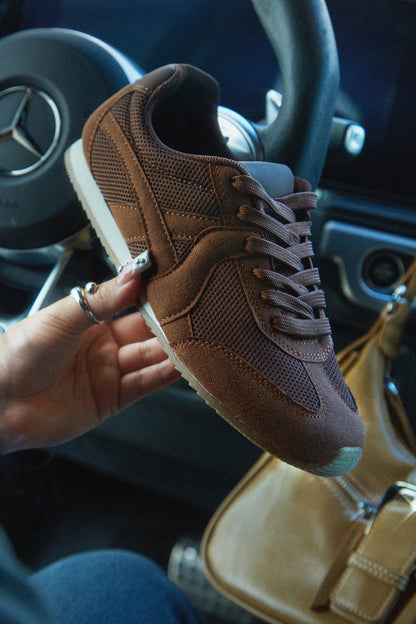 Downtown Stroll Lace Up Sneakers - Brown