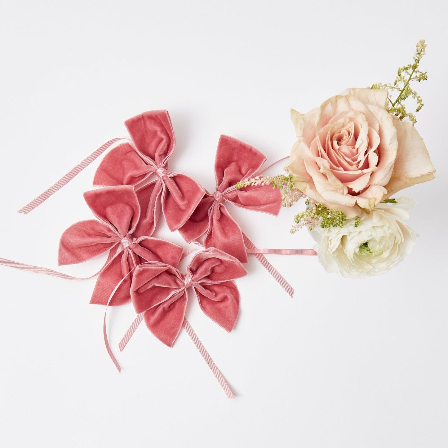 Dusty Pink Velvet Napkin Bows (Set of 4)