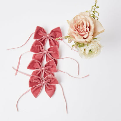 Dusty Pink Velvet Napkin Bows (Set of 4)
