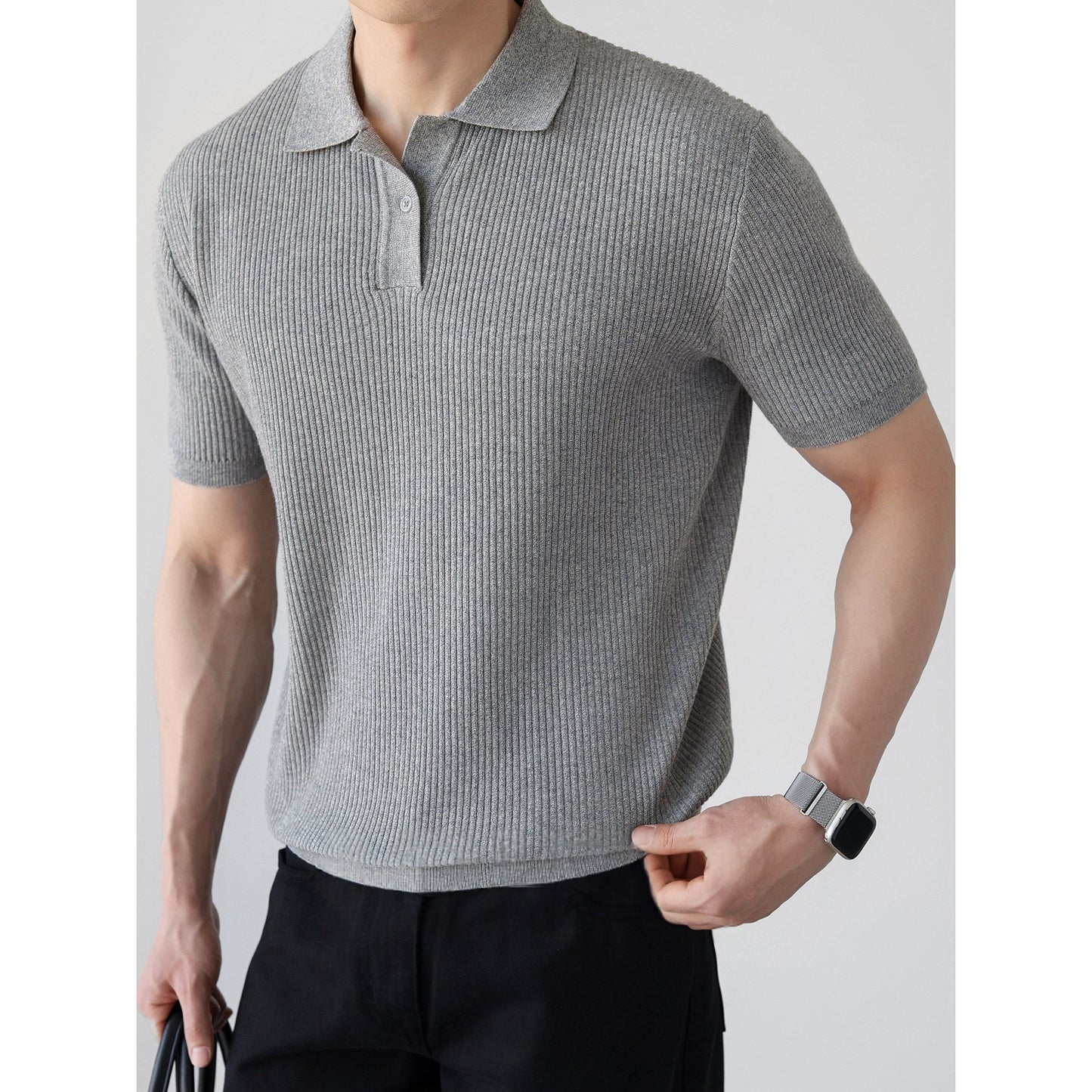 Men's Ice Silk Slim Fit Lapel Short-Sleeve Polo Shirt