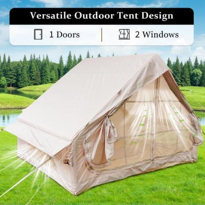 4–6 Person Inflatable Luxury Camping Tent – 4-Season 410D Oxford with 12 Mesh Windows & Pump
