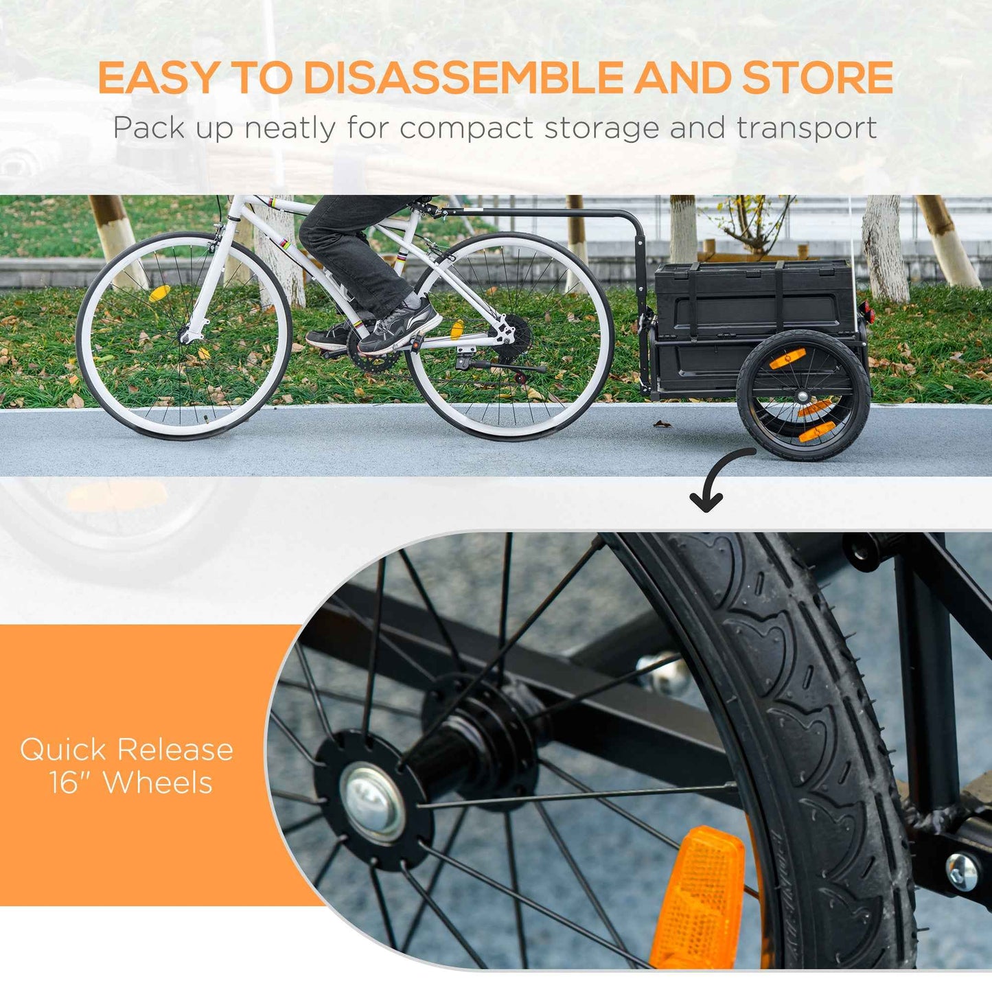 Bike Cargo Trailer with Removable Storage Box | 88 lb Capacity, Foldable with Flag & Reflectors