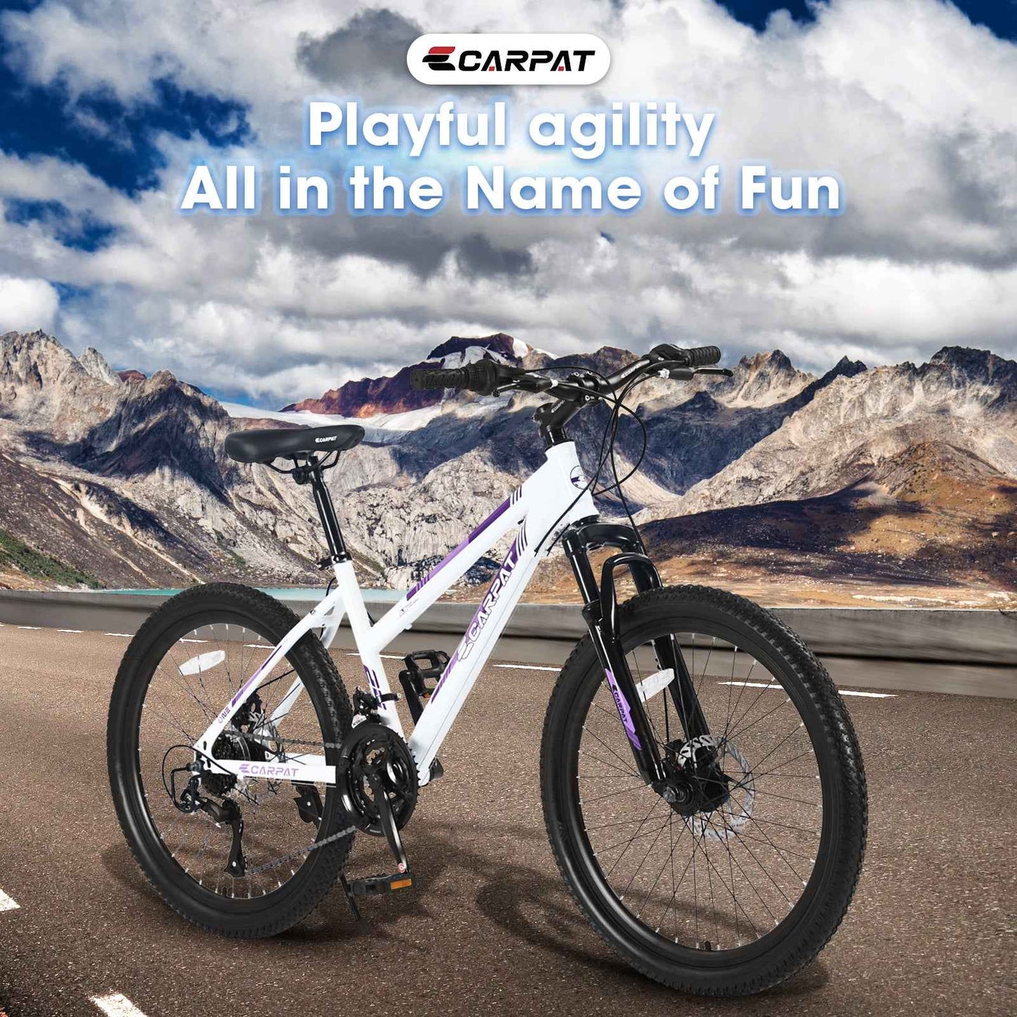 24" Girls & Women's Mountain Bike | Shimano 21-Speed, Dual Disc Brakes & 100mm Suspension