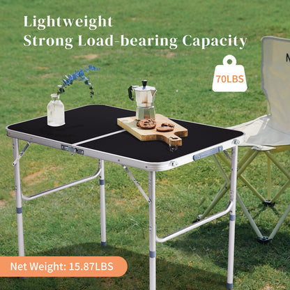 3ft Aluminum Folding Table – Portable, Locking Legs, 110 lb. Capacity