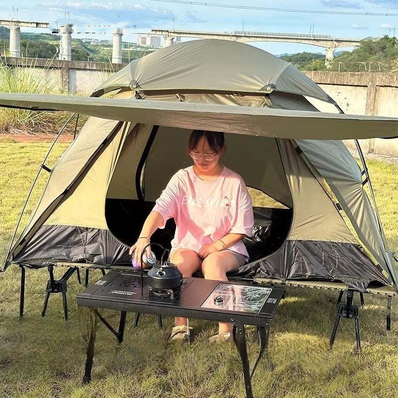 Portable Single-Person Camping Cot Tent – 7001 Aluminum Alloy, 210D Ripstop Polyester