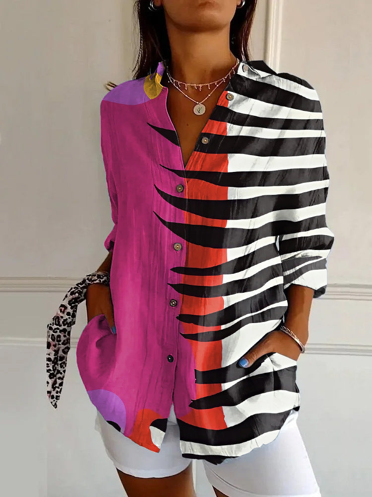 Women's Floral Print Long-Sleeve Button-Up Cardigan Shirt – Casual Layering Top