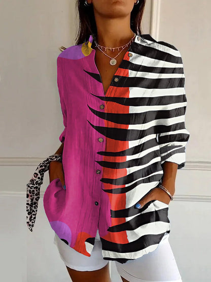 Women's Floral Print Long-Sleeve Button-Up Cardigan Shirt – Casual Layering Top