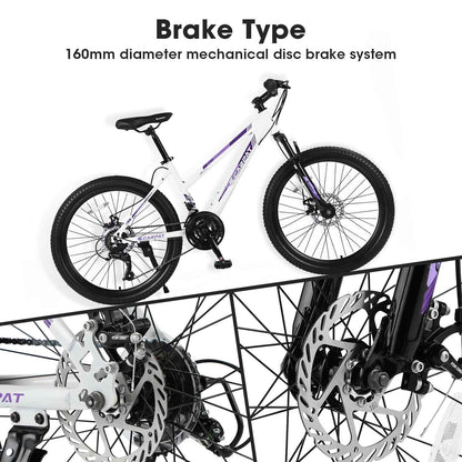 24" Girls & Women's Mountain Bike | Shimano 21-Speed, Dual Disc Brakes & 100mm Suspension