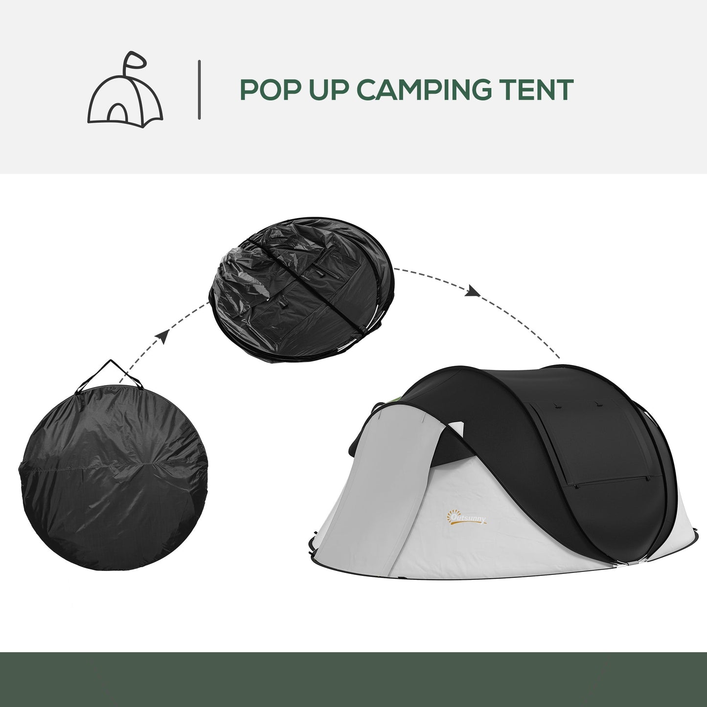 2–3 Person Pop-Up Tent with Porch – 3000mm Waterproof, Mesh Windows, Welded Floor & Carry Bag