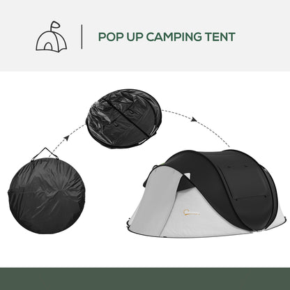 2–3 Person Pop-Up Tent with Porch – 3000mm Waterproof, Mesh Windows, Welded Floor & Carry Bag