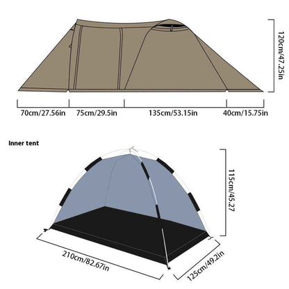 2-Person Camping Tunnel Tent with Extendable Dome – 4-Season, Double Layer