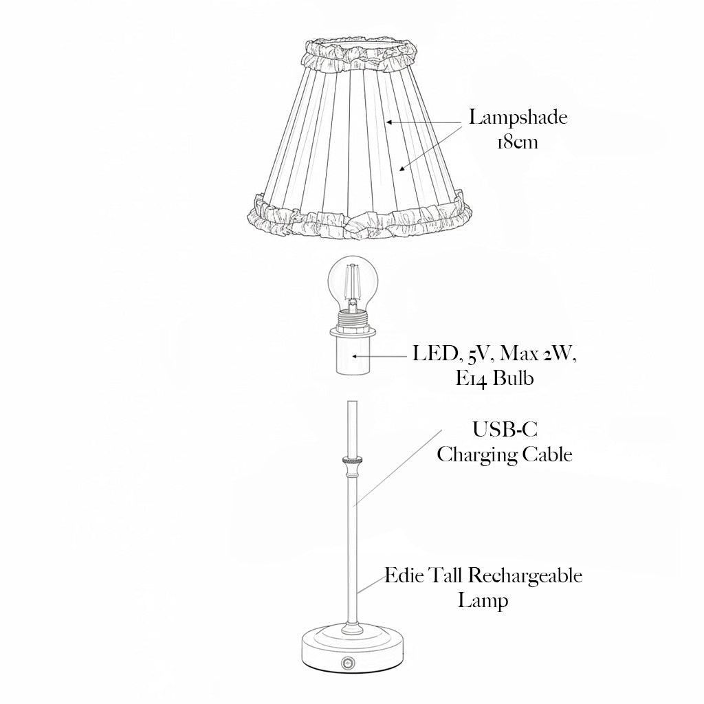 Edie Rechargeable Lamp with Olive Velvet Bow Shade (18cm)
