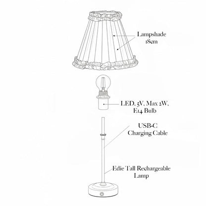 Edie Rechargeable Lamp with Pink Lotus Shade (18cm)