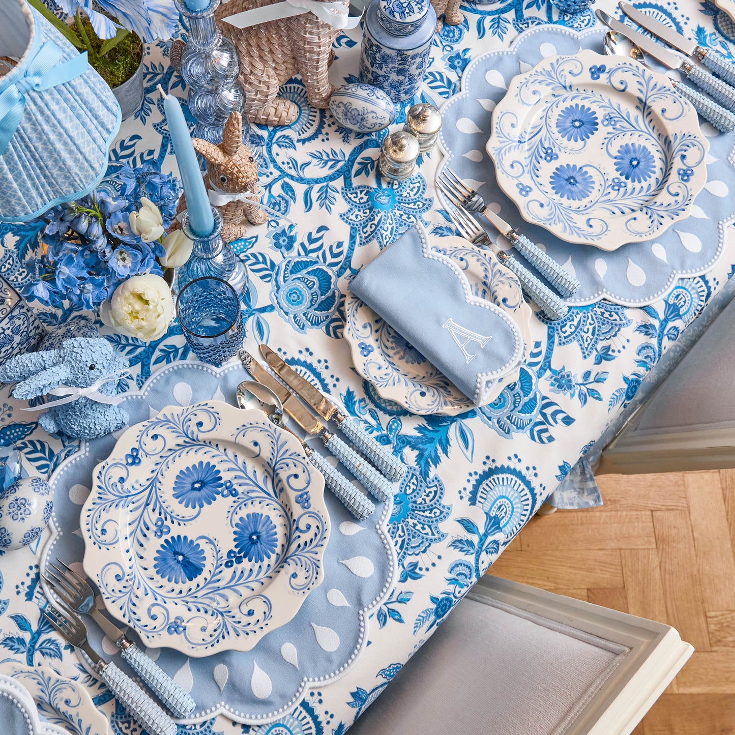 Blue Glass Lantern Tea Light Holder Set