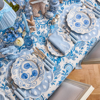 Blue Glass Lantern Tea Light Holder Set