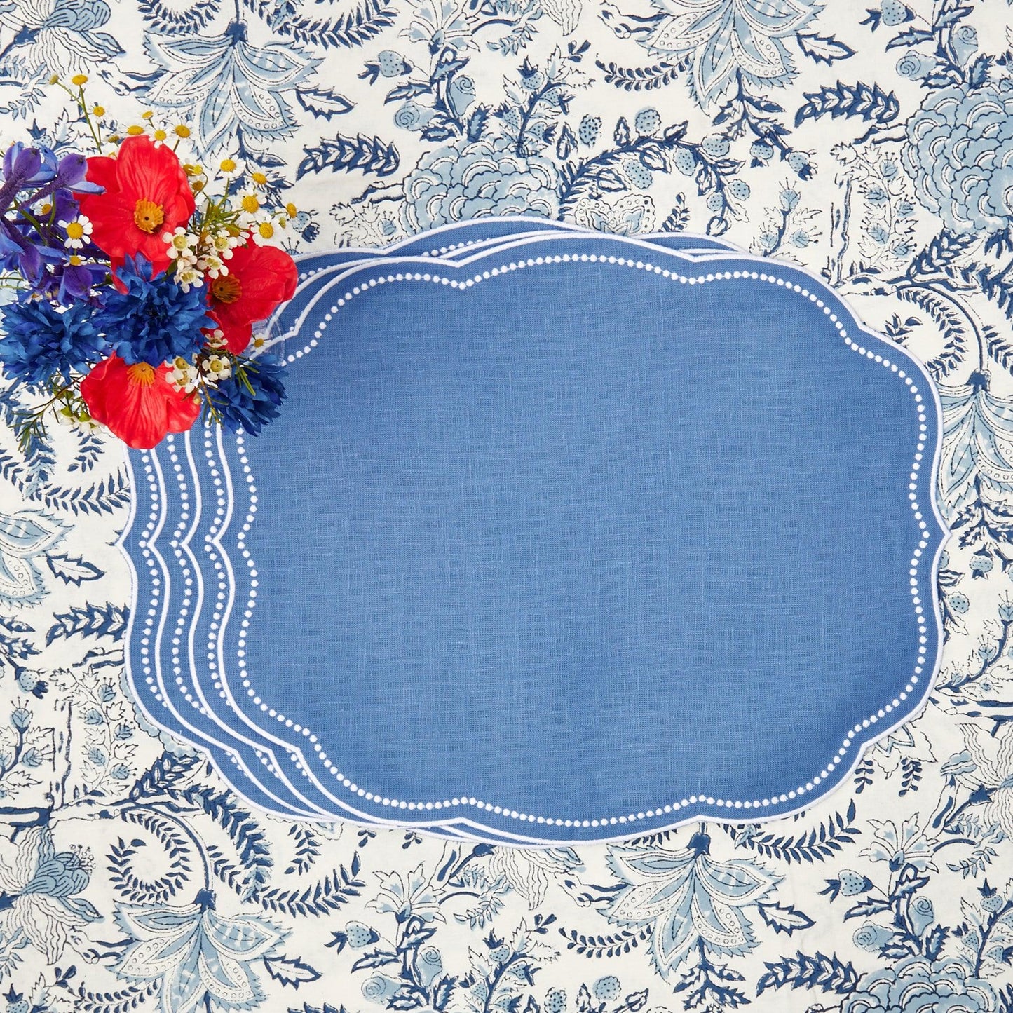 Blue Eloise Linen Placemats (Set of 4)
