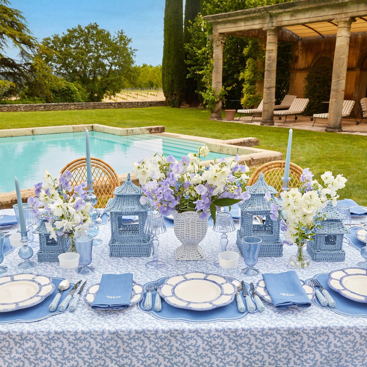Blue Eloise Linen Placemats (Set of 4)