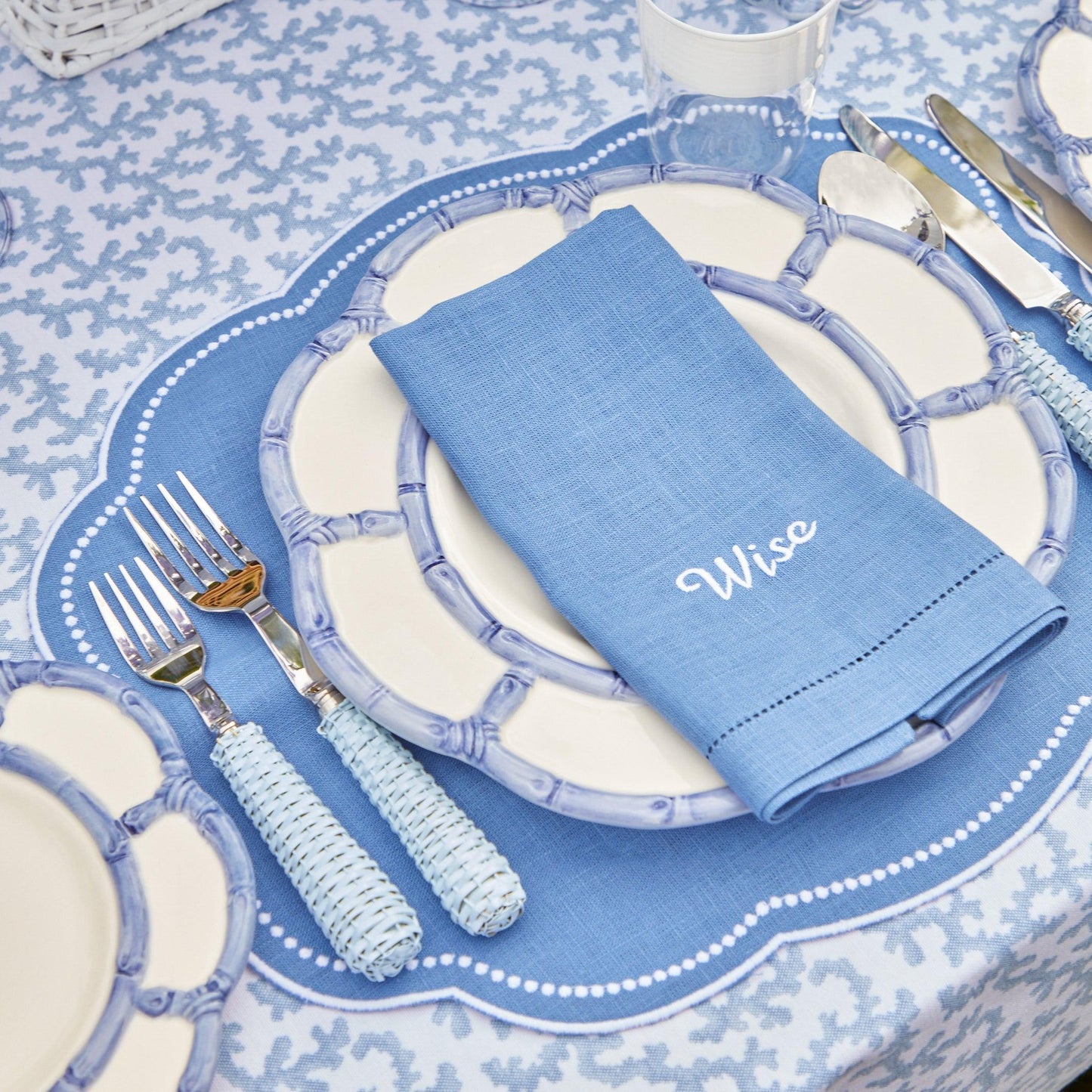 Blue Eloise Linen Placemats (Set of 4)