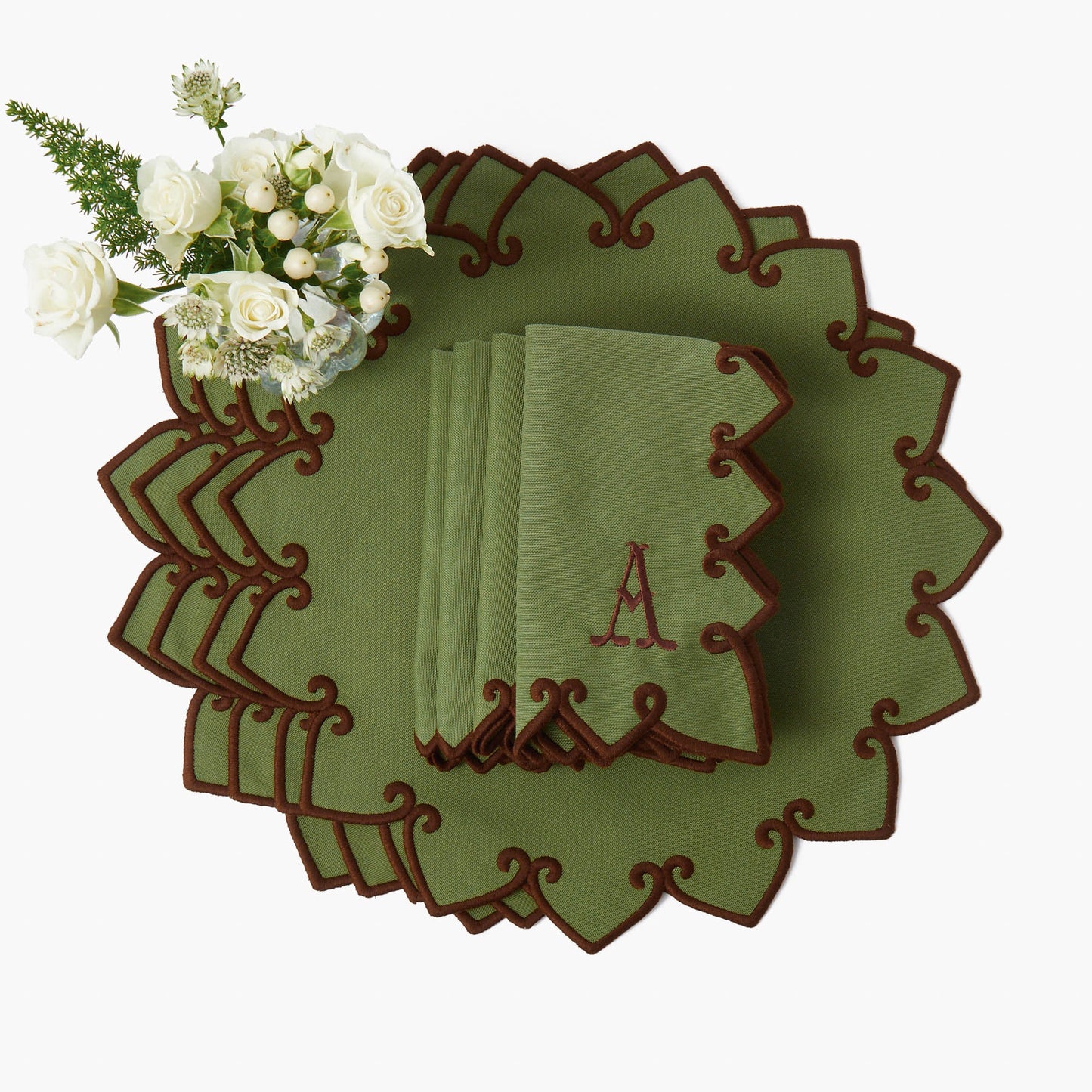 Forest Green & Brown Angelina Placemats (Set of 4)
