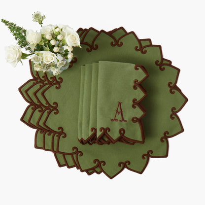 Forest Green & Brown Angelina Placemats (Set of 4)